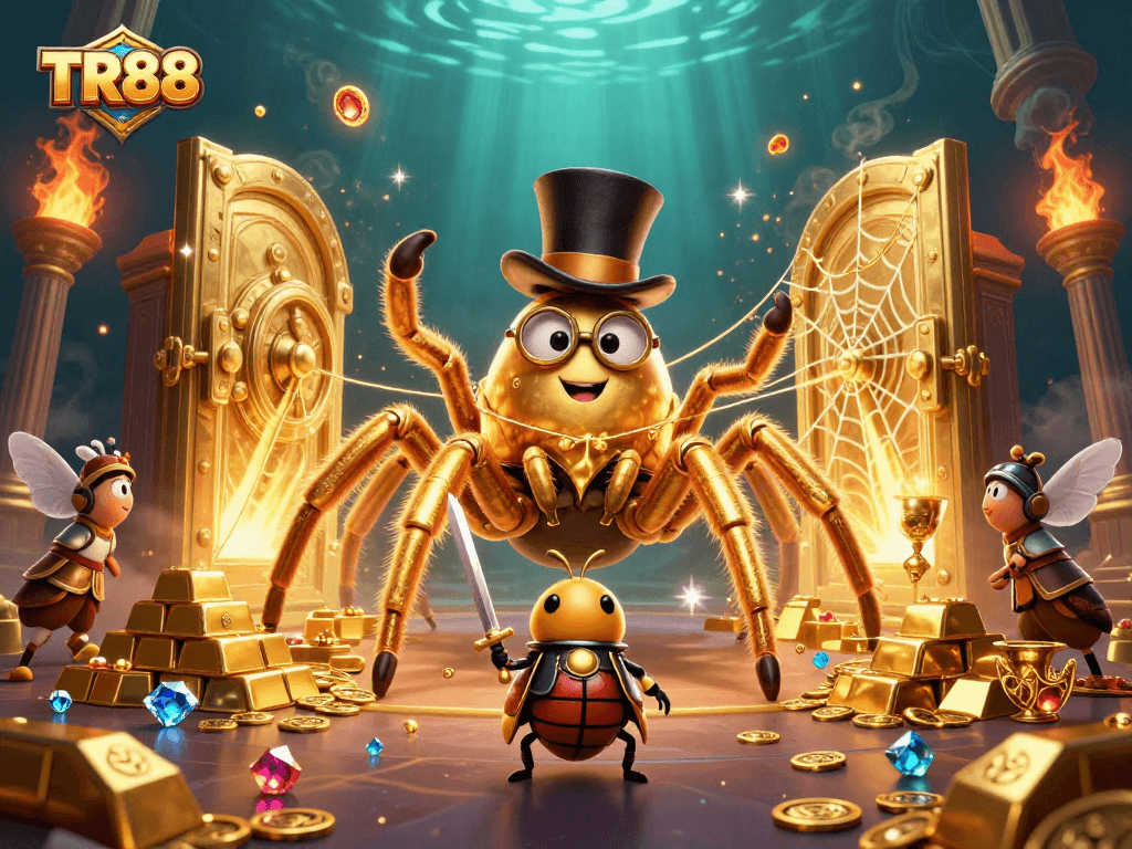Engage with the TR88 casino adventure featuring a golden tarantula, treasure vaults, and sparkling gems.