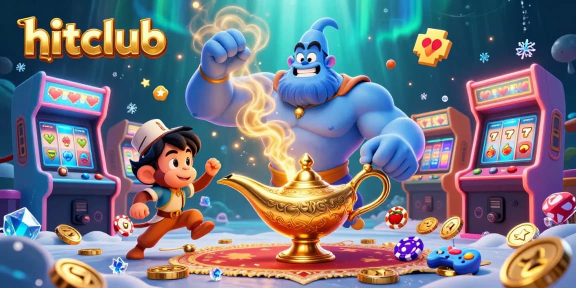 Engage with hitclub as the blue genie, monkey, and magic carpet bring casino excitement to life.