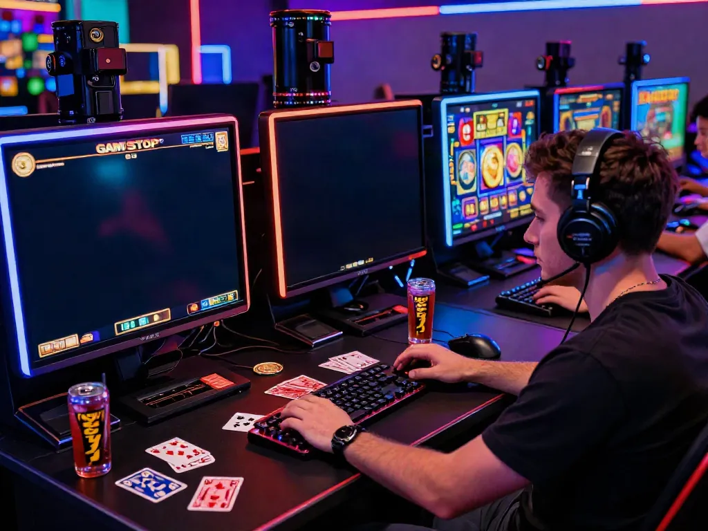 Player immersed in exciting slots not on GamStop gaming experience with vibrant visuals.