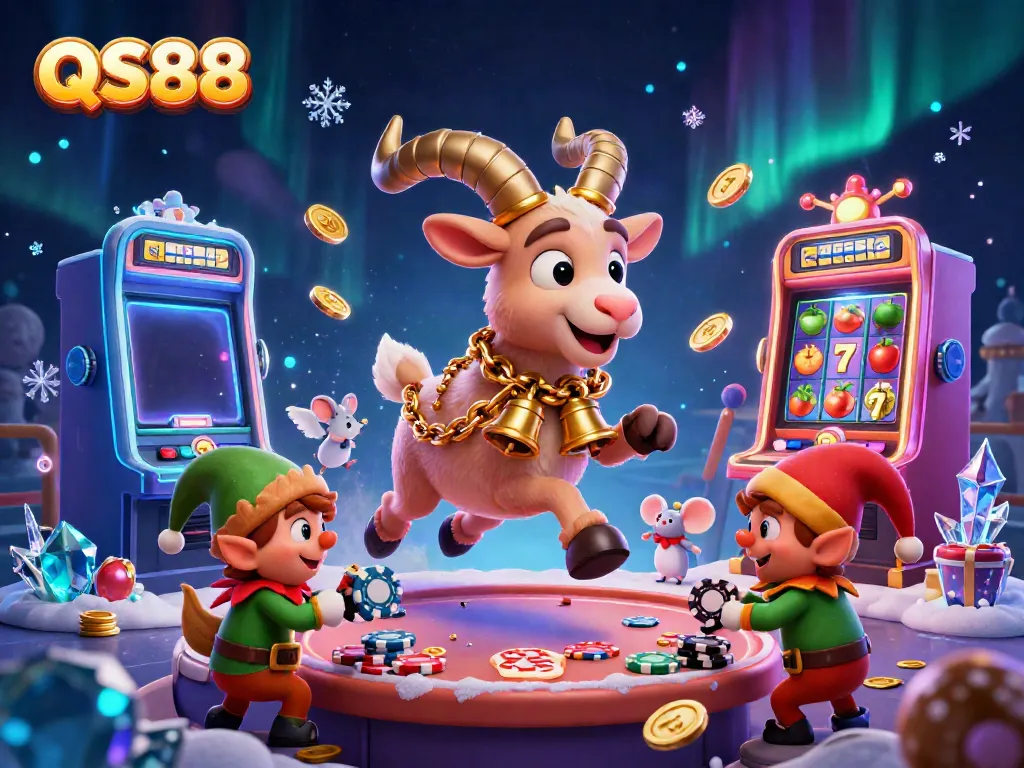 Experience thrilling gaming action at QS88 with a festive casino atmosphere and lively characters.
