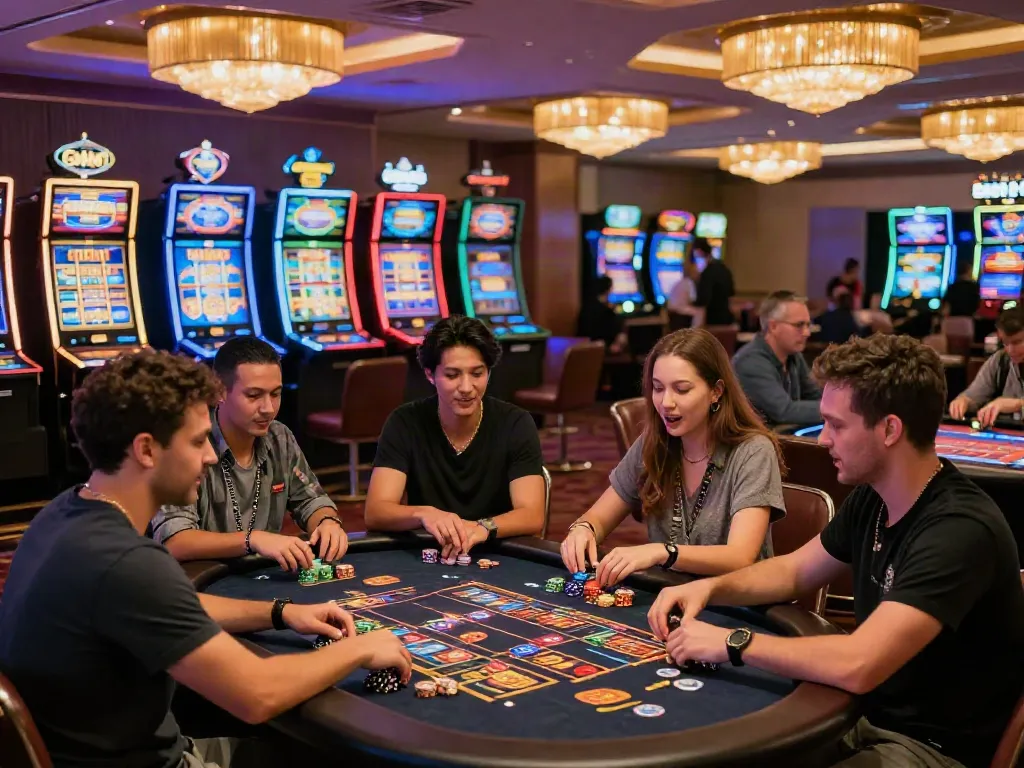 Exciting casino scene showcasing players engaging with slots not on GamStop in a vibrant atmosphere.