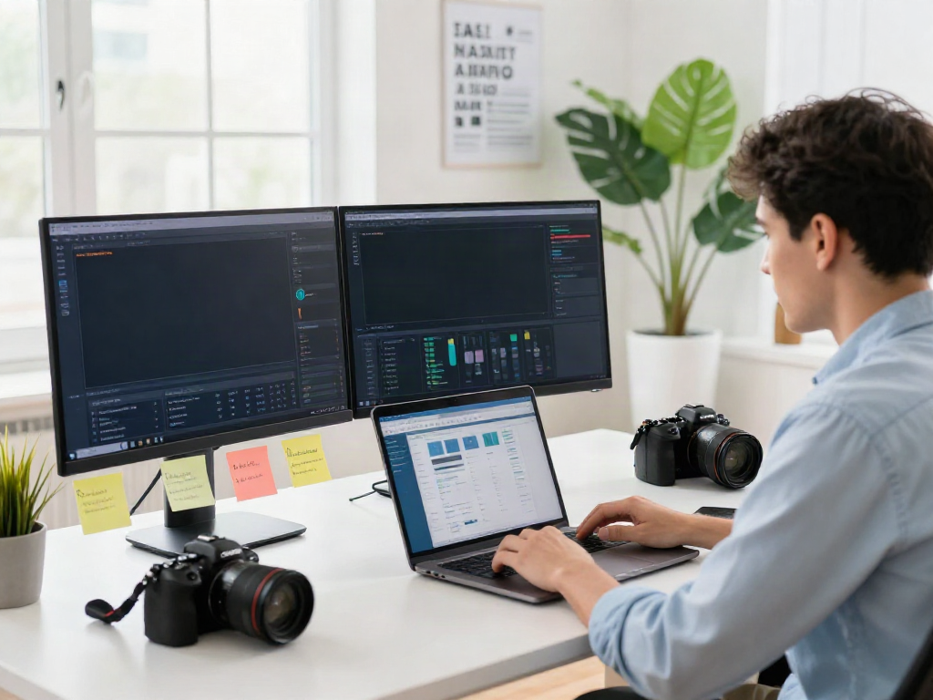 Marketer analyzing instant indexing strategies in a bright digital workspace.
