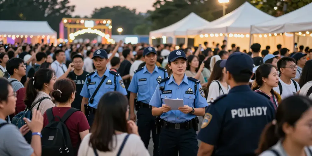 Event Security professionals ensuring safety at a community event, emphasizing trust in local services.