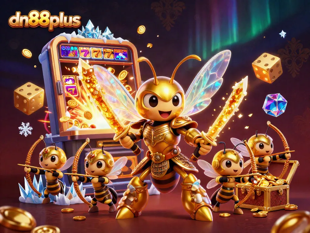 Experience the thrill of winning at dn88plus with an action-packed, vibrant slot machine scene.