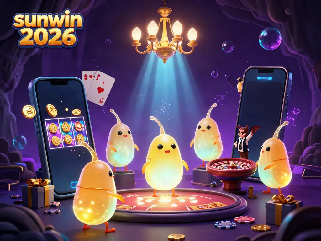 Experience vibrant gameplay with sunwin 2026, illuminated by glowworms in a bioluminescent casino scene.