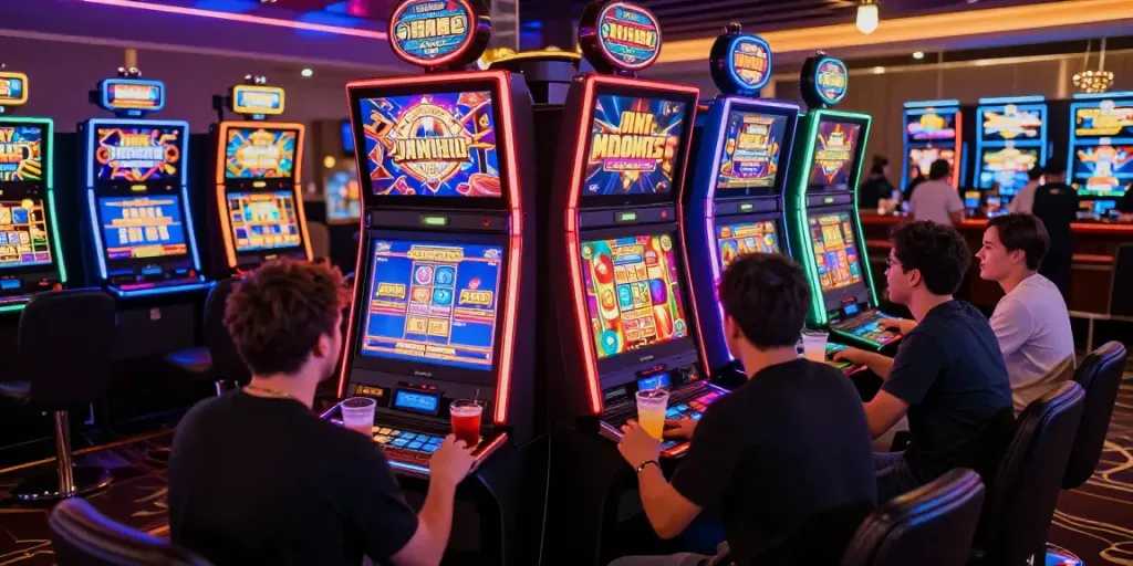 Engaged players enjoying slots not on GamStop in a dynamic casino environment