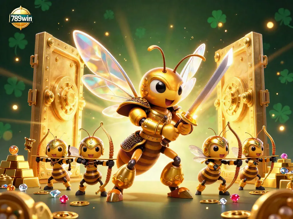 Experience the thrill of 789win with vibrant casino action featuring golden hornets and treasure!