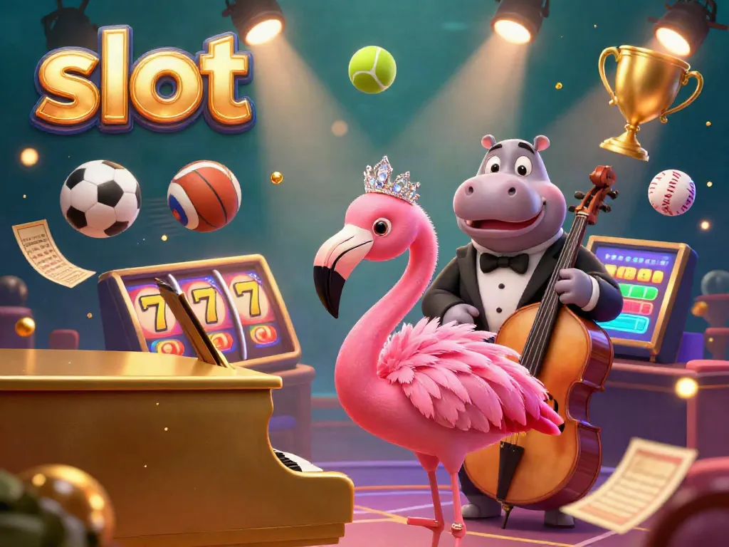 Experience exciting slot games with vibrant ambiance featuring cartoon characters and dazzling elements.