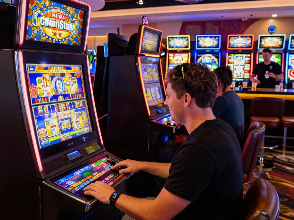Enjoying vibrant slots not on GamStop with players interacting in a lively casino.