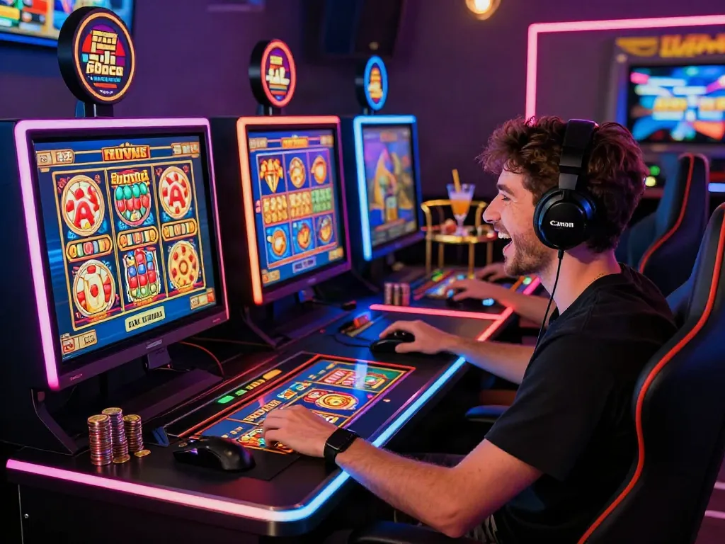 Exciting gaming experience with slots not on Gamstop in a colorful casino setting.