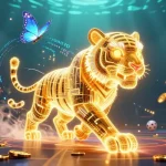 S8 showcases a dynamic casino landscape with a golden tiger and sports elements, embodying vibrant gambling action.