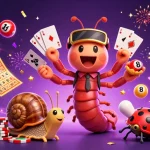 Engage with 888top's vibrant gambling scene featuring a unique millipede dealer and high-stakes action.