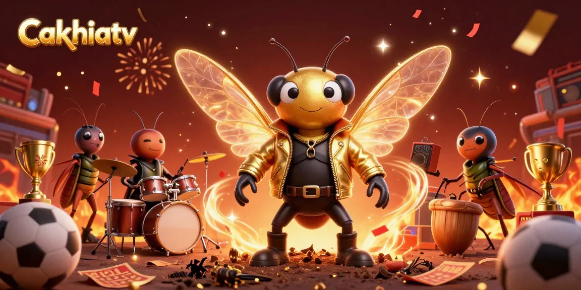 Cakhiatv showcases an animated scene with a rock star cicada and energetic elements, celebrating sports betting.