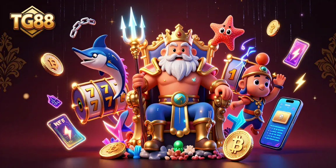 Spin the reels with TG88's vibrant casino adventure featuring Neptune and treasures