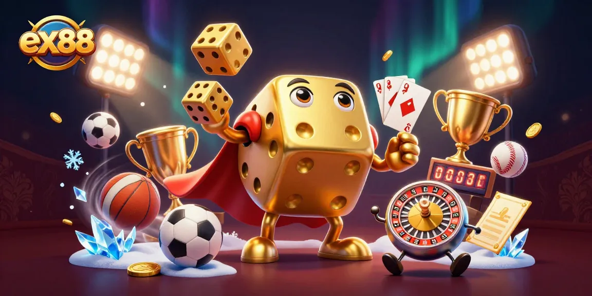 Experience thrilling gameplay at ex88 with dynamic dice and sports elements flying around.
