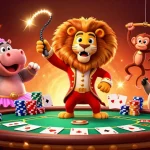 Experience the excitement of crazyvegas with a lively 3D circus scene featuring casino-themed characters and elements.