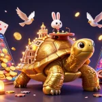 Experience thrilling gameplay at 9bet with a vibrant casino scene featuring a golden tortoise.