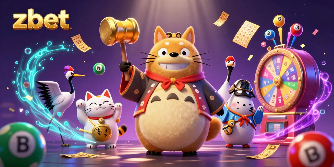 Spin the zbet chance with a lively scene of a cheerful tanuki and maneki-neko fortune cats.