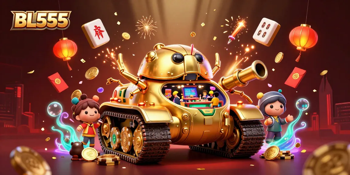 Experience the excitement at BL555, a miniature casino in a golden beetle tank, surrounded by festive elements.