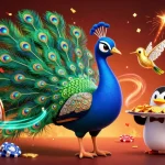 Engage with du 88's vibrant casino world featuring a peacock, penguin butler, and hummingbird in an energetic gaming scene.