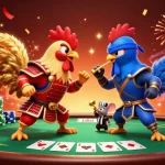 Engage with stellarspins as roosters battle in a vibrant, action-packed 3D casino scene.