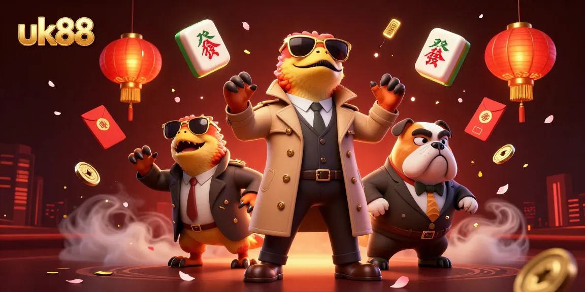 uk88 showcases a whimsical scene of raptors in disguise attempting VIP access, symbolizing playful gambling strategies.