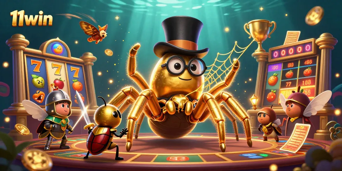 Engage with 11win's thrilling slots through a vibrant 3D illustration showcasing dynamic casino elements.