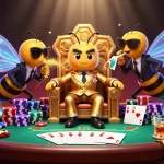 Join the excitement at BL555 casino with a bumblebee mob boss managing high-stakes poker.