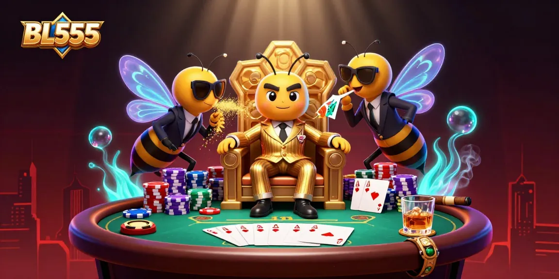 Join the excitement at BL555 casino with a bumblebee mob boss managing high-stakes poker.