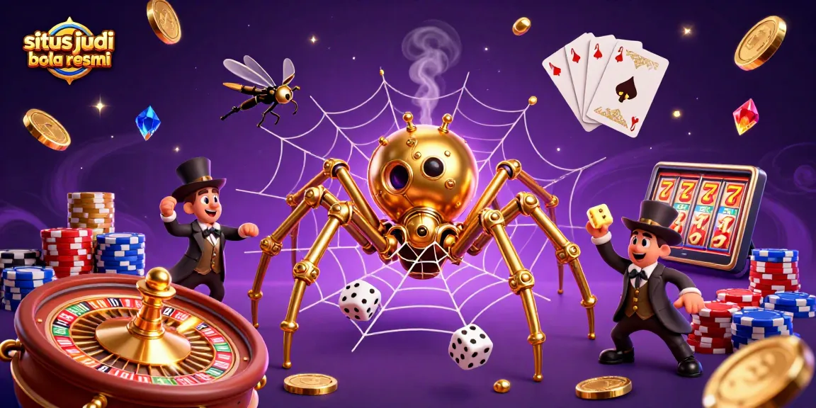 Experience thrilling moments on situs judi bola resmi with a dynamic illustration of a whimsical gambling scene.